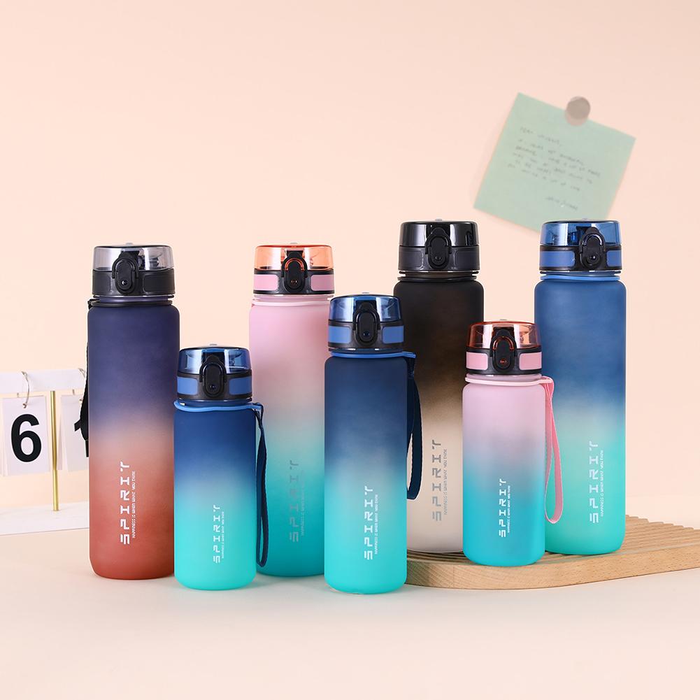 Frosted Water Bottle with Handle Fitness Sports Water Bottle Large Capacity Gradient Water Cup for Fitness Gym Outdoor Sports