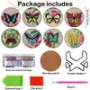 8PCS Diamond Painting Coasters Kits Dragon Acrylic Diamond Painting Art Coaster Kit Special Shape with Holder Butterfly Red Rose