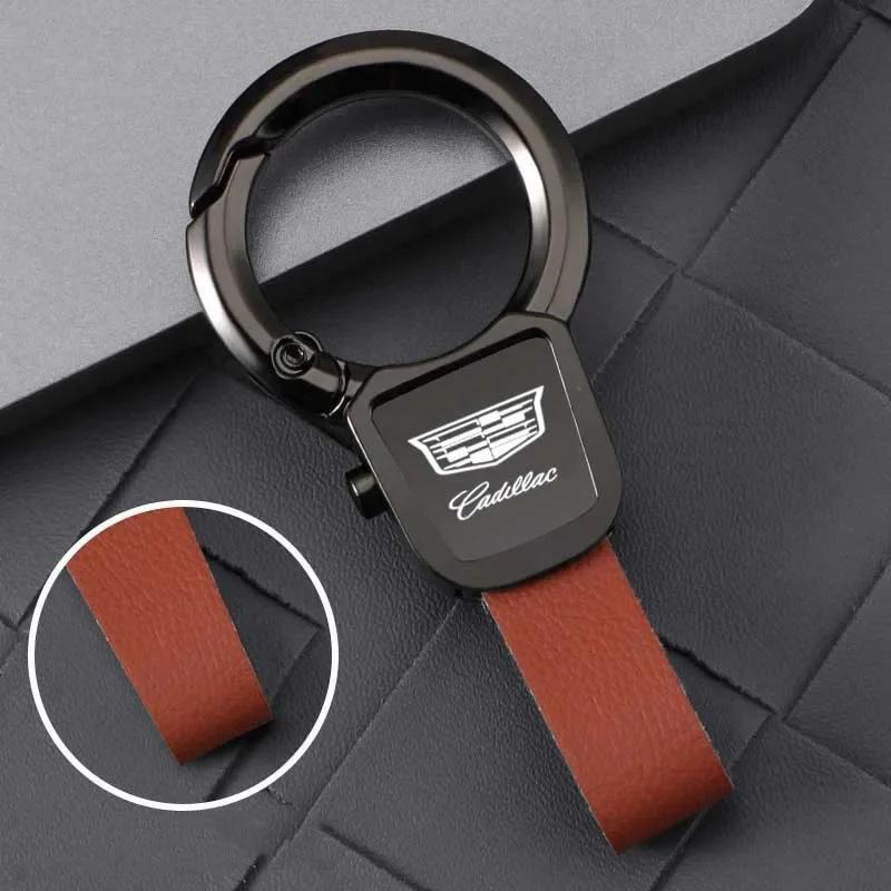 Creative Metal Leather Car Keychain Keyring Holder for Cadillac ATS BLS CT4 CT5 CT6 CTS Escalade EXT SLS STS XLR XT4 XT5 XT6 XTS Zd0