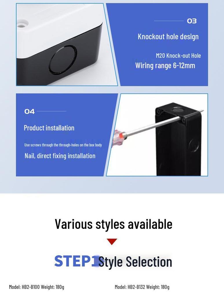 Waterproof 22mm Emergency Stop/Start Button Switch Box with Self-Locking & Resetting Indicator Light