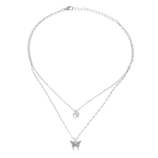 

Женское ожерелье, изысканное двухслойное ювелирное изделие, подвеска-бабочка, цепочка, ожерелье, аксессуары для платья