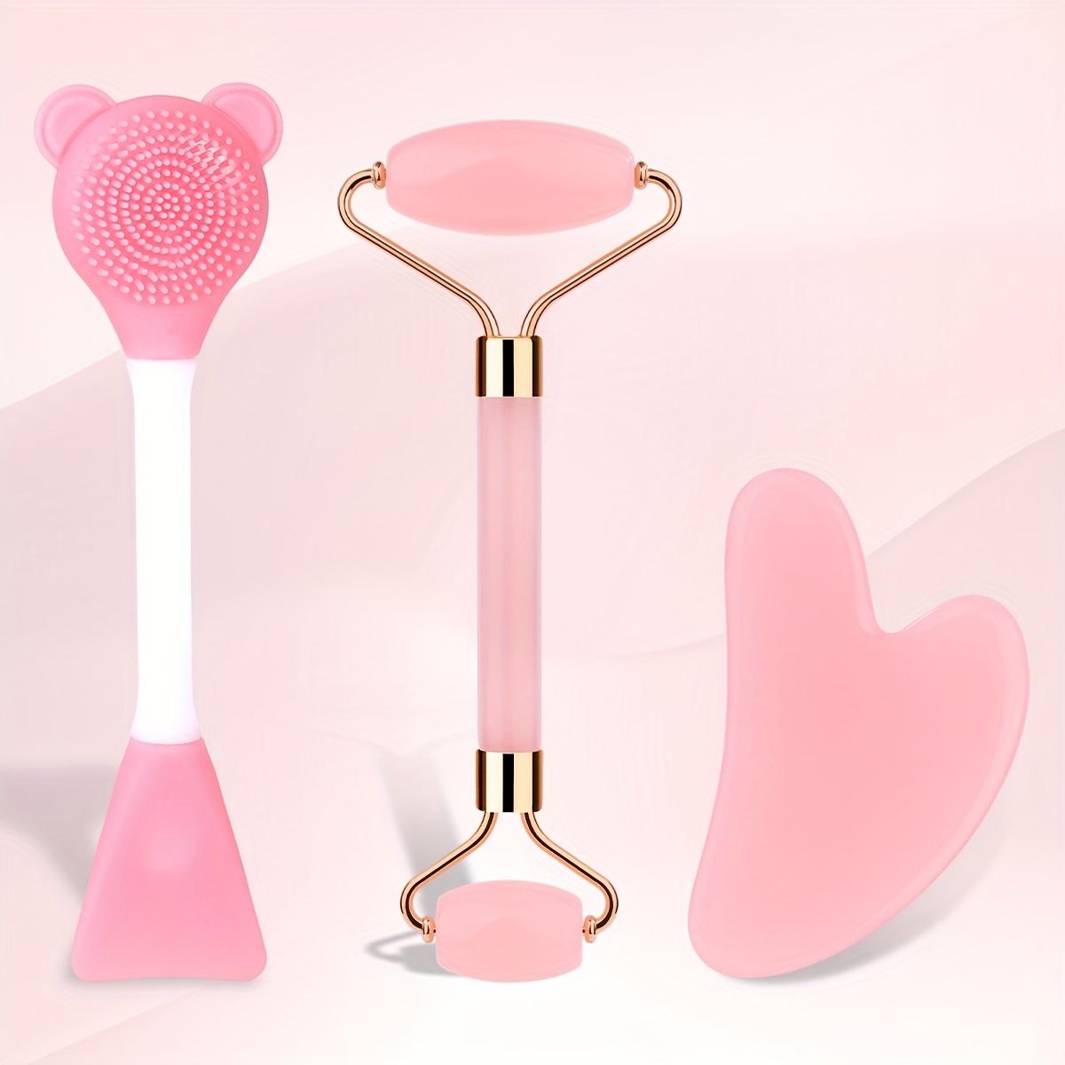 Natural Jade Facial Roller Scraping Board Set Face Neck Body Skin Care Beauty Tools Portable Rose Quartz Facial Massager Tools