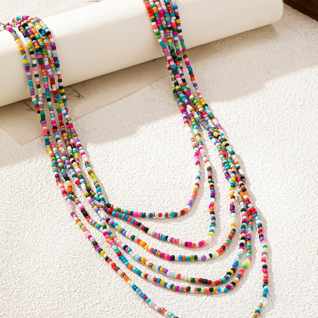 Nouveau Style Européen Américain Vente Chaude Sur Amazon Collier Fait Main en Perles de Rocaille Chaîne de Pull Colorée Mode Pour Femmes