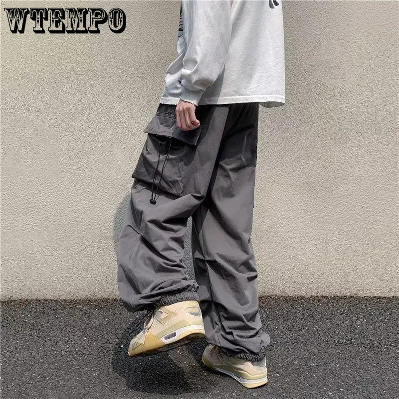 WTEMPO Large Size Cargo Pants Women's High Street Design Hip Hop Loose Leggings Casual Long Couple Wide Leg Pants Streetwear