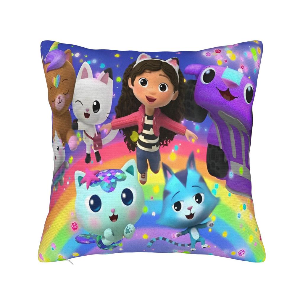 Gabby Dollhouse Cartoon Pillowcase Polyester Cushion Cover Decorative Cute Animals Pillow Case Cover Home Square 45X45cm