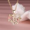 Trendy Love Heart Flower 26 Letters A-Z Pendant Necklace Vintage Gold Color Chains Necklaces For Women Wedding Jewelry Girl Gift