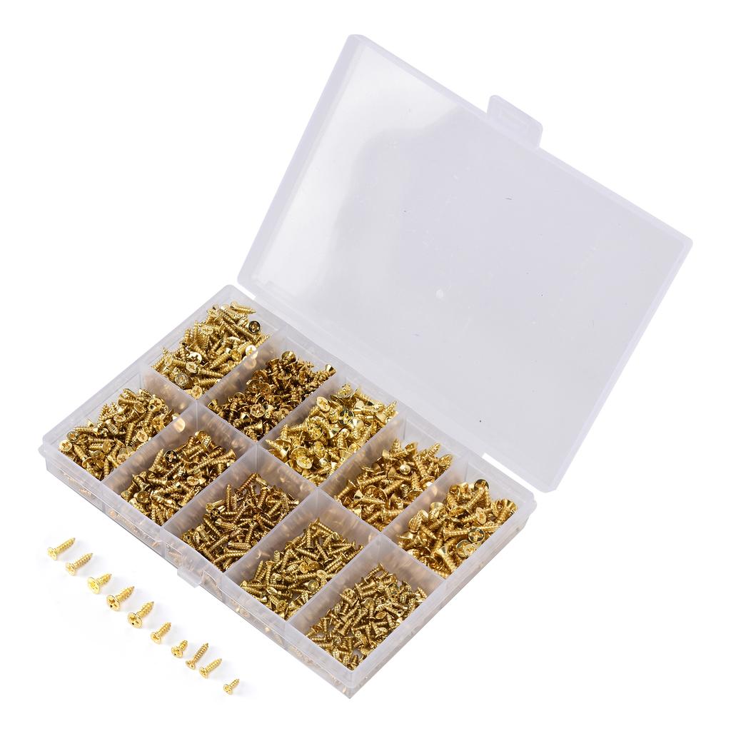 1080Pcs Self Tapping Screws Cross Iron Countersunk Head Screws Assortment Kit M2 M2.5 M3