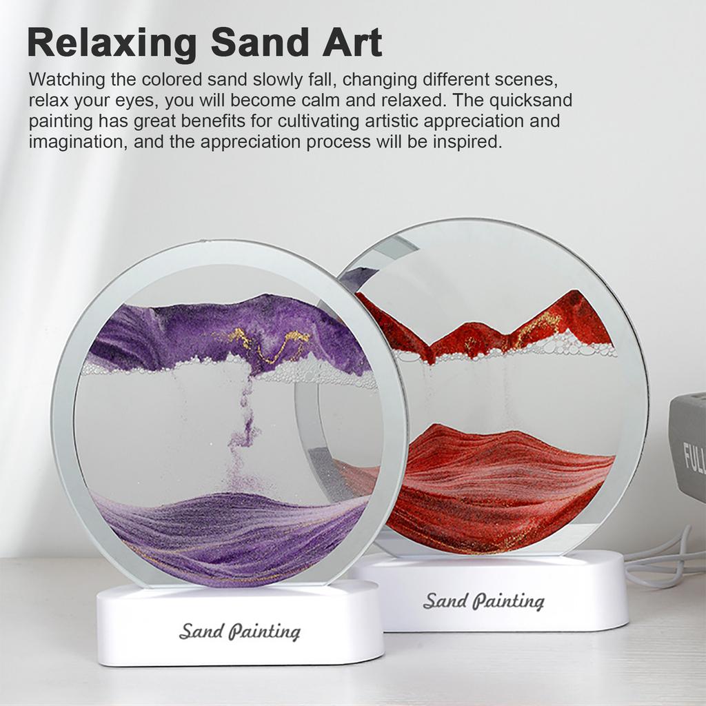 Moving Sand Art Picture Sandscape in Motion Display Flowing Sand Frame for Home Office Desktop Decoration