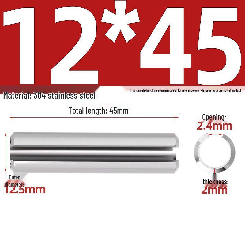 304 Stainless Steel Slotted Spring Pin, Cylindrical Shaft Pin, Locating and Hollow Pin (M5-M12)