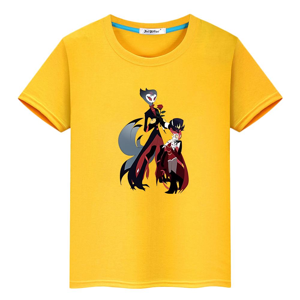 helluva boss Print Kawaii Cute Tees t shirt for kids boy10year 100%Cotton Short pride tshirt anime Tops Christma y2k girl clothe