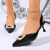 Fashion Baotou Sandals Women's Summer Fashion New Pointed Toe Shallow Mouth Rhinestone Light Temperament High Heels