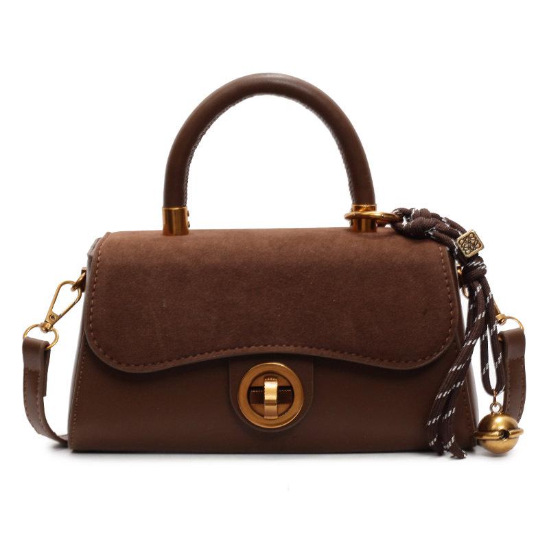 

Premium Maillard handbag bag women s autumn retro red shoulder bag commuter messenger small square bag Without pendant коричневый