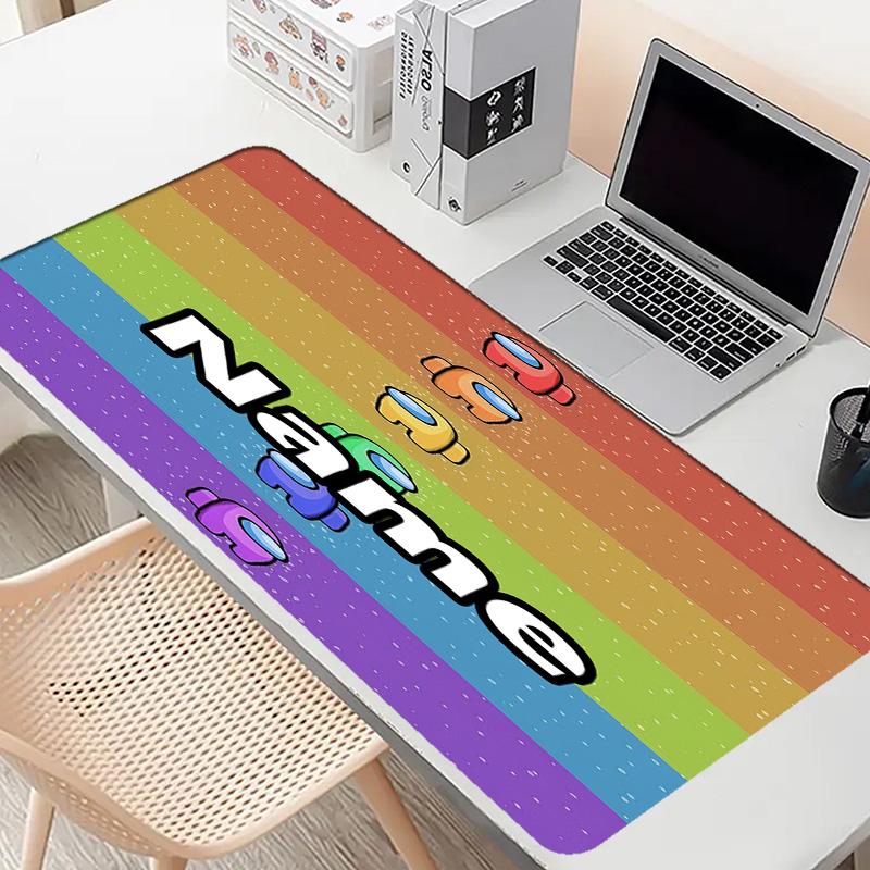 Custom Name Personalized Among Us Pattern Mousepad, Laptop PC Desk Mat, Decorative Desk Mat for Home Keyboard Pad Gift