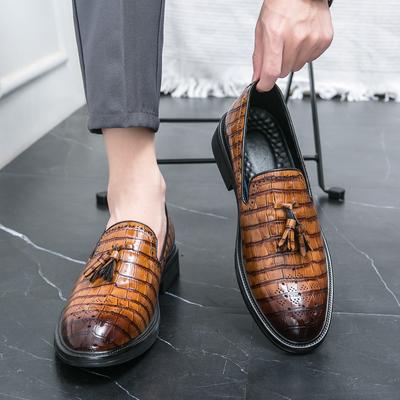 Fashion Business Pointed Crocodile Pattern Leather Shoes Loafers Slip-On Men's Formal Casual Men's Shoes Factory Direct Sales