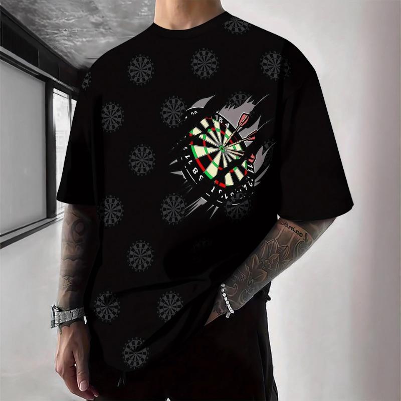 Men's Digital Printed Letter European and American Casual Fashion New T-shirt