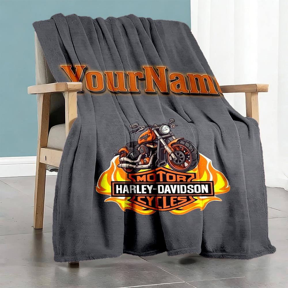 Harley-davidson Motorcycles Personalized Text Blanket Multi-purpose Personalized Blanket Warmthful Decor Suitable for Bed Picnics Home Decor Sofa
