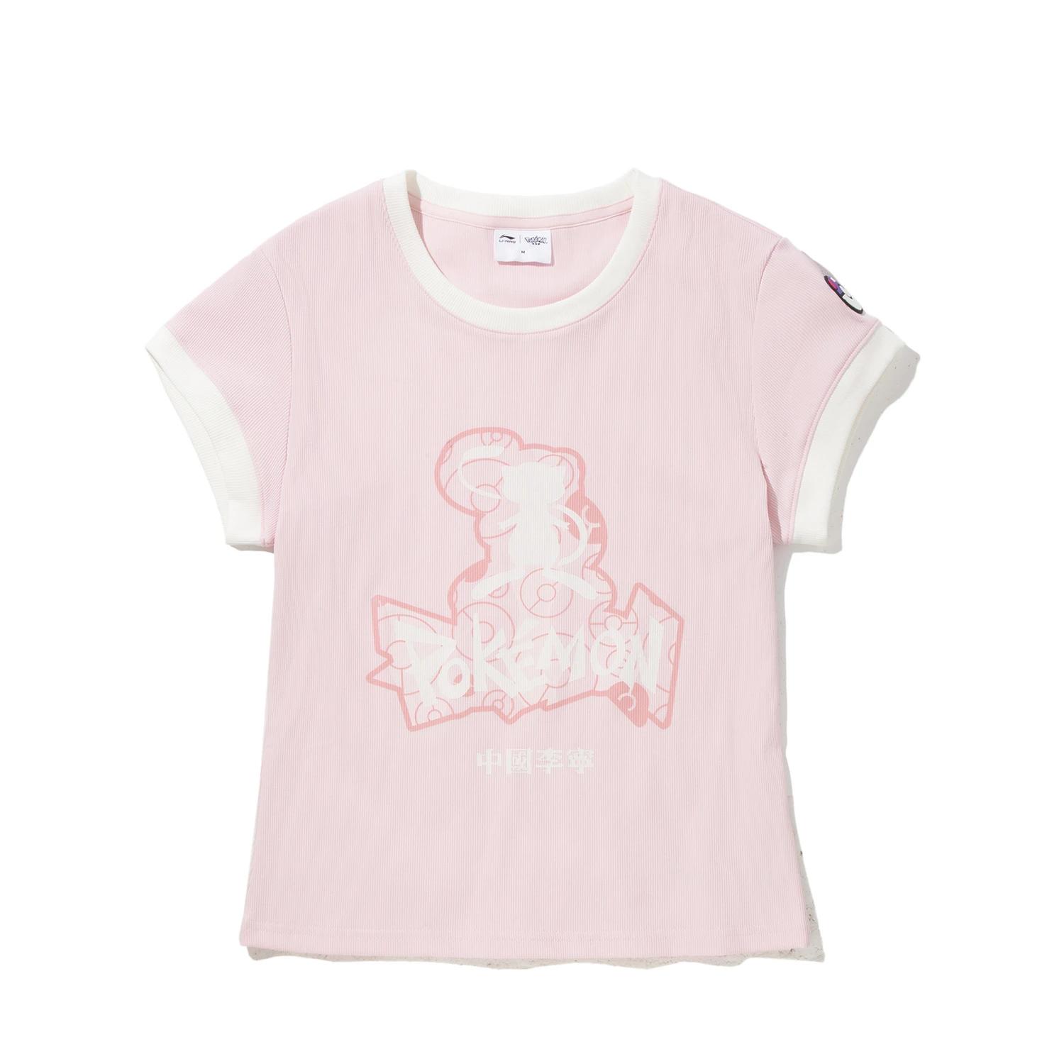 

Li Ning X Pokemon Коллаборация Удобная Простая Повседневная Футболка с Коротким Рукавом, Женские Футболки AHSVF26-3 S