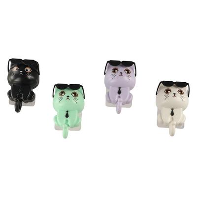 Funny Plastic Cartoon Cat Hooks Wall Hanging Waterproof Key Hangers Decorative Sunglasses Cat Hooks Dormitory