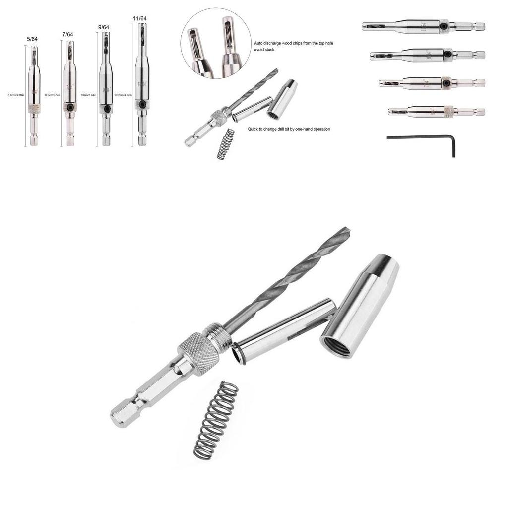 Exceptional 4x Hex Shank Self Centering Door Window Hinge Twist Wood Drill Bit Hole Puncher For Precision Drilling