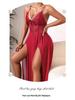 Pearl Embellished Backless Multicolor Mesh Nightgown with Side Slit - 898