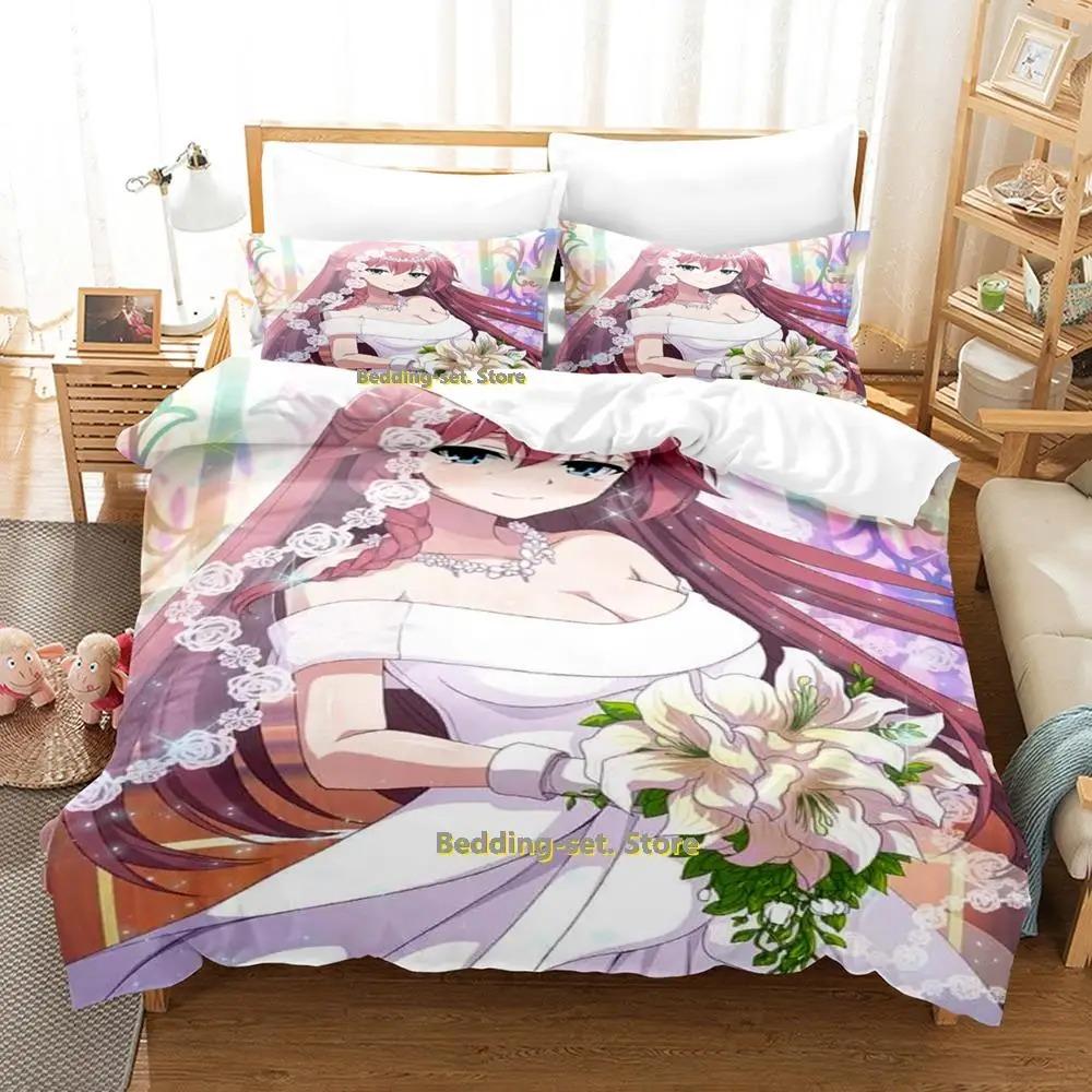 Nová Lilith Asami Trinity Seven Ložní souprava Kreslený Anime třídílný set Pro dospělé Dětská ložnice Sady povlaků na přikrývky 3D Kawaii Dívka