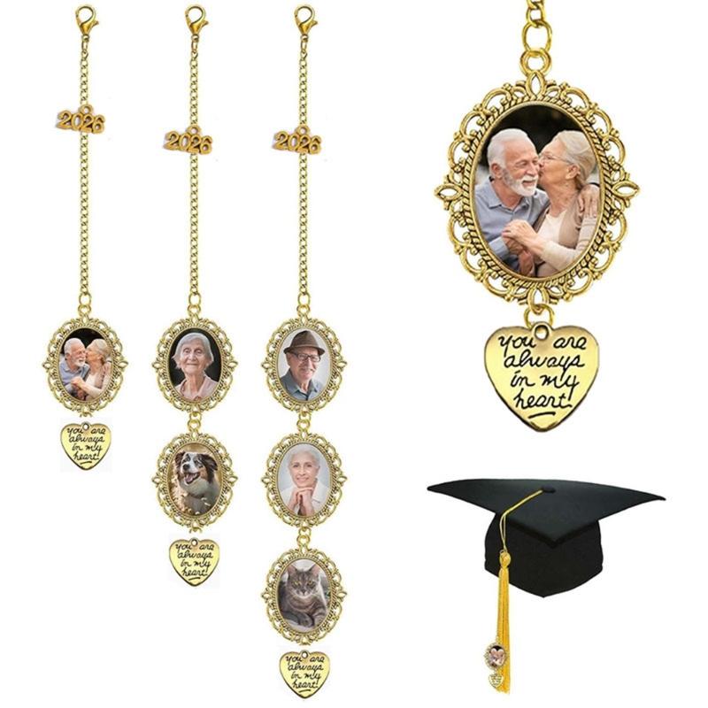 Personalized Graduation Cap Tassels Photo Charm Decorative Zinc Alloy Keepsake For Commencement Ceremony