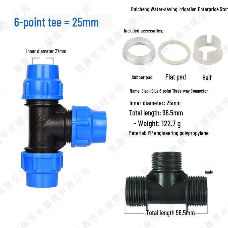 PE Pipe Quick Connect Three-Way Valve with Direct Elbow and Male/Female Threads