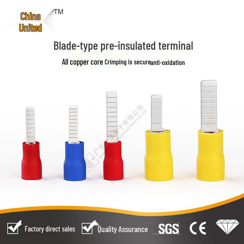 Pre-insulated Blade Type Crimp Terminal, 1000/Bag - Copper Wire Lug