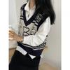 Korean Fashion Sweater Vest Women V Neck Sleeveless Autumn Harajuku Doodle Bear Loose Knitted Pullover