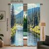 Landscape Curtains Scenic Mountain Pine Trees Flowing River Foliage Daytime Nature View Bedroom Living Room Set Of 2 Made Polyester Area Decor