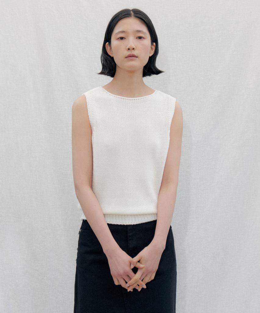 STEP AROUND Boat Neck Tube Sleeveless Knit_Ivory