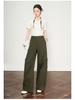Women's Khaki High-Waist Loose Wide-Leg Banana Pants - Spring/Autumn 2026 Plus Size Casual