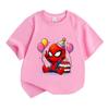 Kids Boys Girls 100% Cotton Crew Neck Short Sleeve T-Shirt, Cute Cartoon Superhero Birthday Party Print Casual Soft Tee for Children Daily Wear Holida