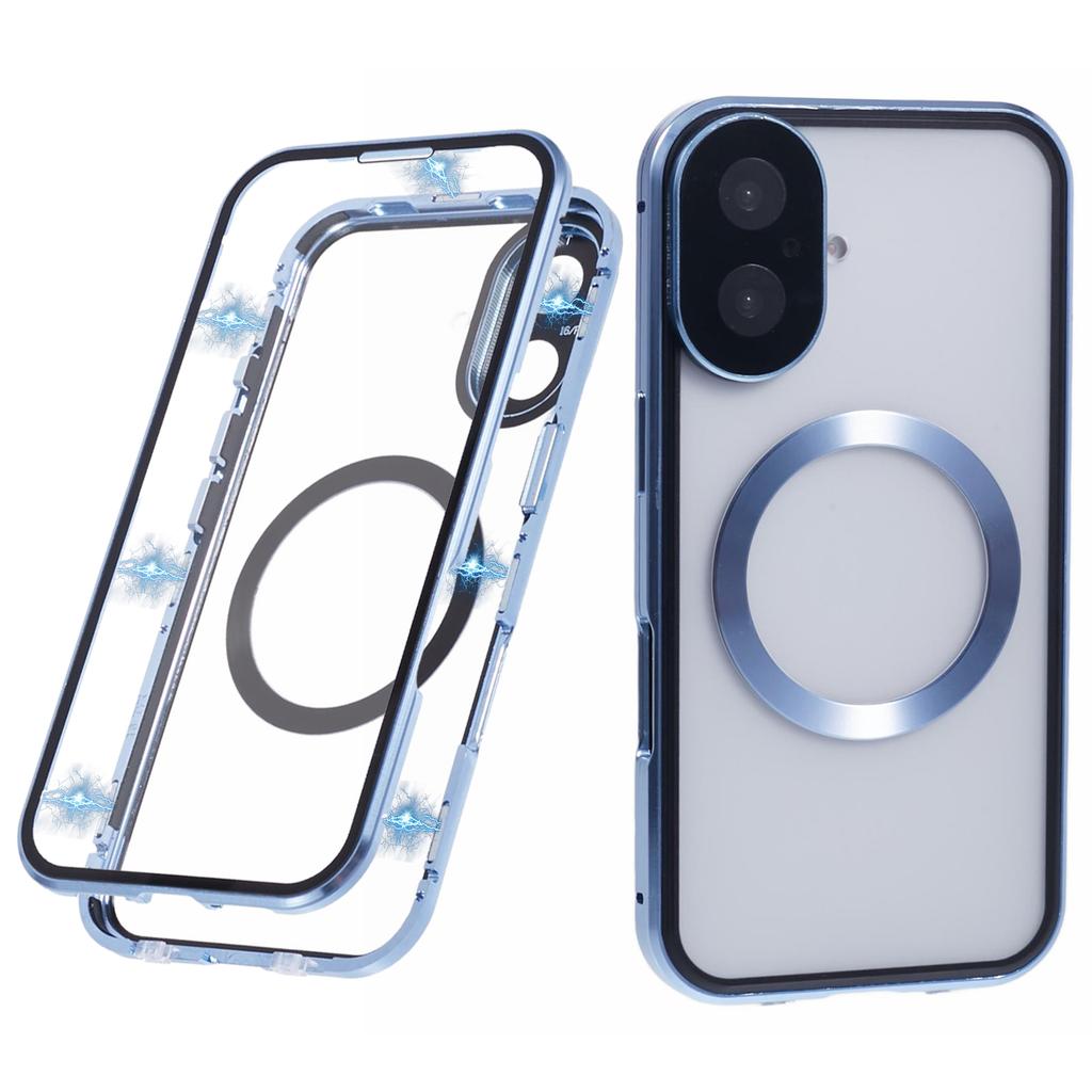 Für iPhone 16 Hülle Doppelseitiges gehärtetes Glas Handyhülle Kompatibel mit MagSafe Vollschutz