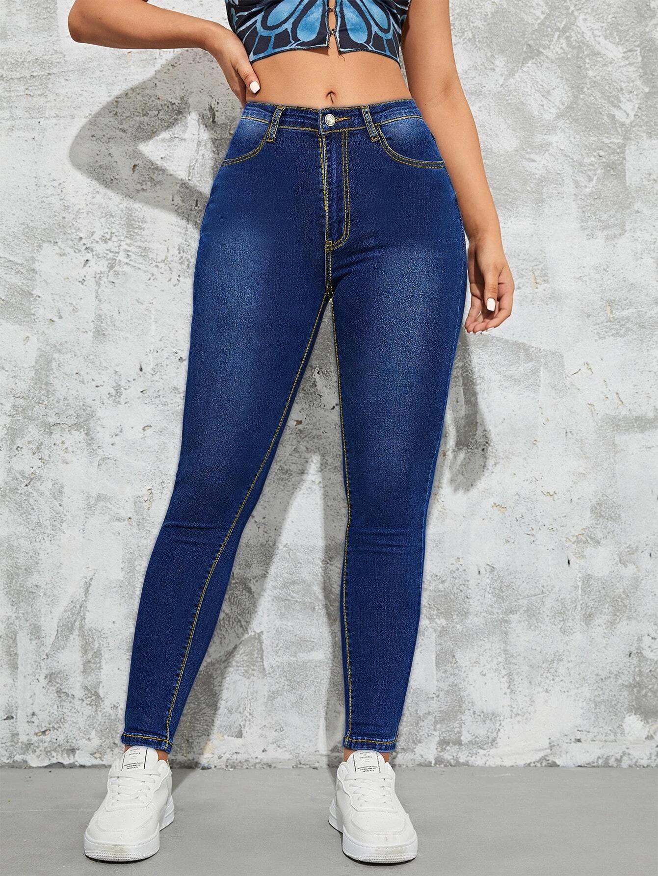 High-Waisted Skinny Pencil Slimming Jeans for Women Double Extra Large