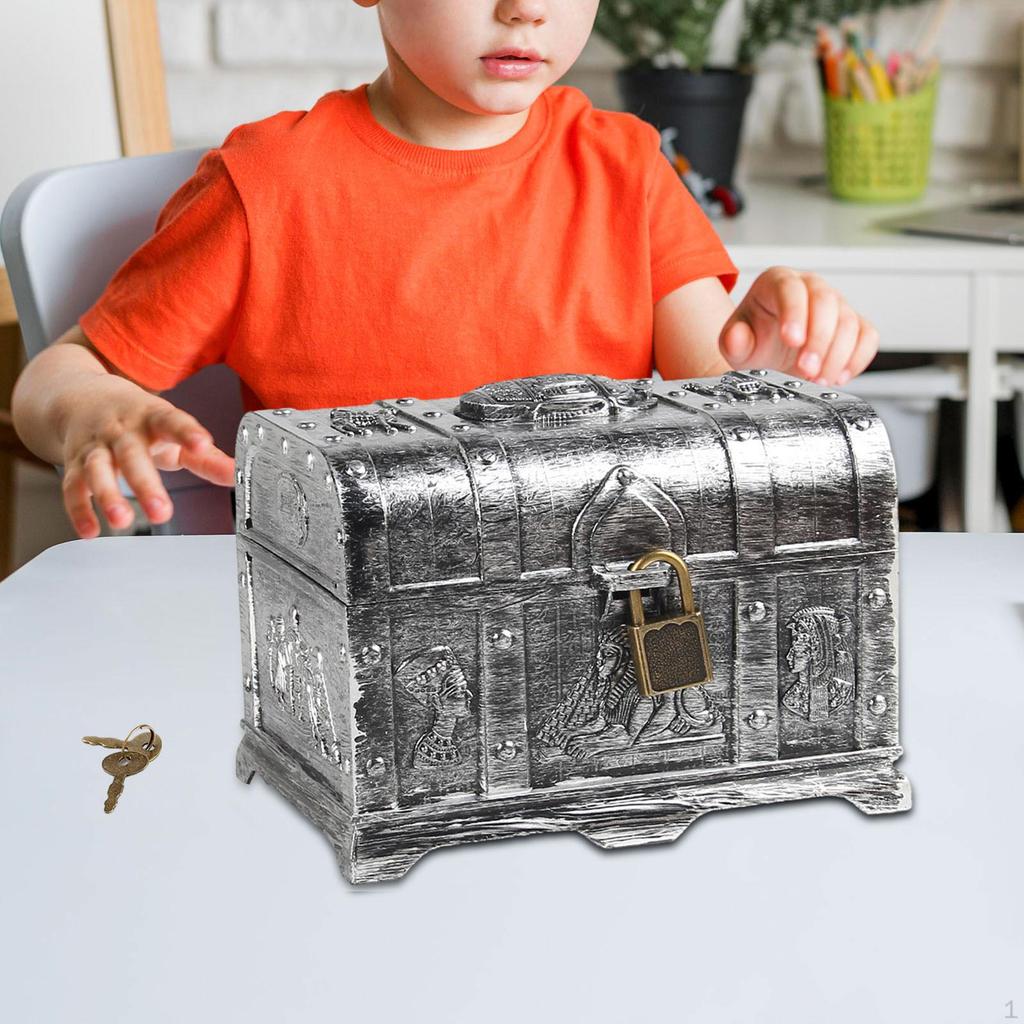 Treasure Chest Box for Kids Adventurous with Lock Pirate Halloween