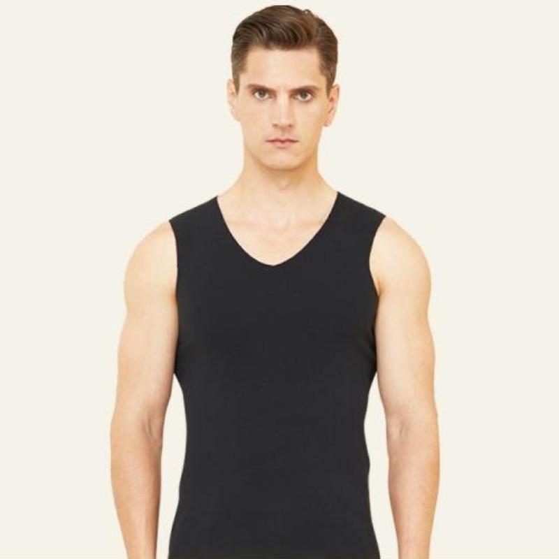 Men Winter Seamless Vest V-neck Sleeveless Thermal Underwear Elastic Slim Fit Bottoming Shirt Tops