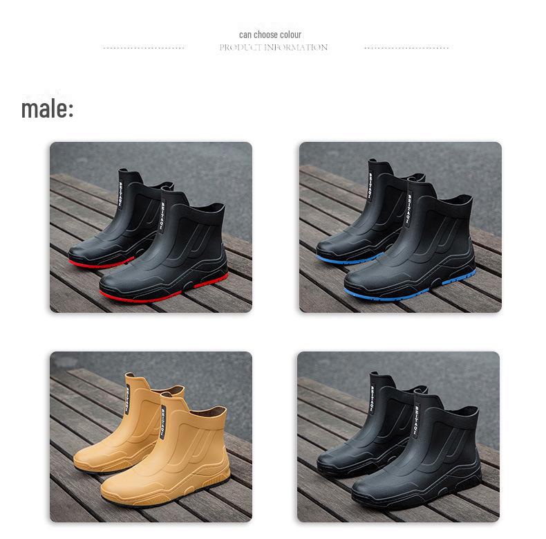 Korean-Style Waterproof Couple's Rain Boots - Anti-Slip, Short Tube Rubber Shoes