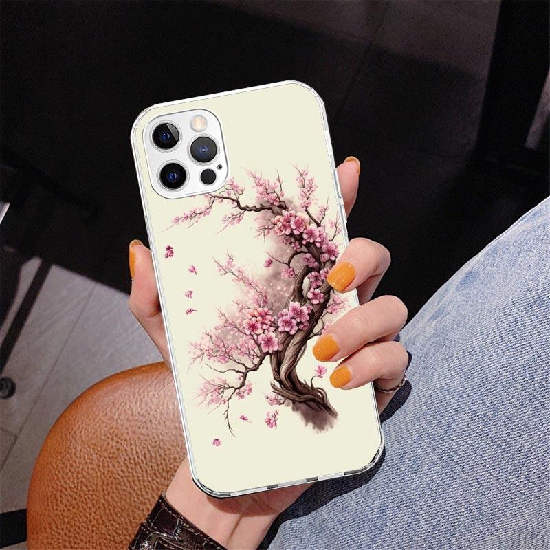 Cherry Blossom Tree Phone Case For iPhone 17 Air 16 Pro Max 16E 15 + 14 Plus 11 12 13 Mini 7 8 SE Gift Print Cover Fundas 16 Pro
