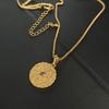 Designer Metal Wind Necklace Copper Plated Real Gold Pendant Round Simple Diamond Premium Brushed Women's Clavicle Chain