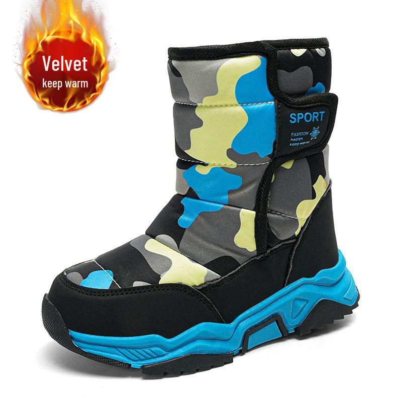 Kids' Winter Camouflage Snow Boots: Warm, Thick, High-Top for Boys and Girls