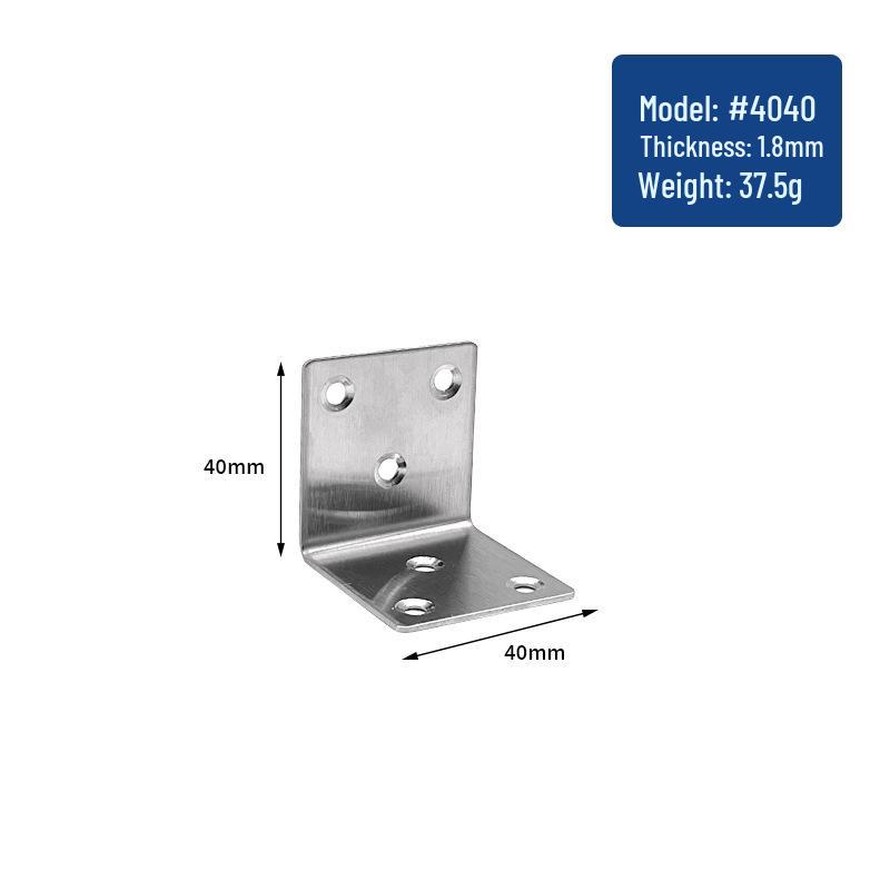 Stainless Steel 90° L-Shaped Angle Bracket for Shelf Support and Wood Board Connection