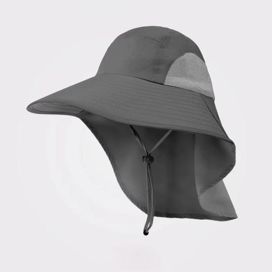 Pălărie în aer liber pentru bărbați, cu capac pentru gât, cu boruri mari, plasă goală, curea pentru bărbie, protecție solară anti-UV, respirabilitate excelentă, camping, pescuit, șapcă de călătorie