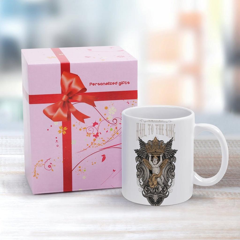 11oz Weiße Keramiktasse mit Glattem Henkel und Beidseitig Bedrucktem Design, Perfekt für die Küchen- und Arbeitsgetränkeroutine