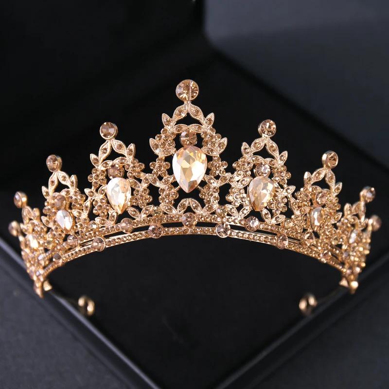 Baroque Vintage Crystal Rhinestone Crowns With hair comb Diadems Headbands For Women Bride Wedding Hair Accessories Jewelry NONE