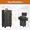 Black Vintage Style Tie Bar Hairdressing Case - 3 Layer Multi Functional Rolling Beauty Tool Storage Box with Wheels for Salon