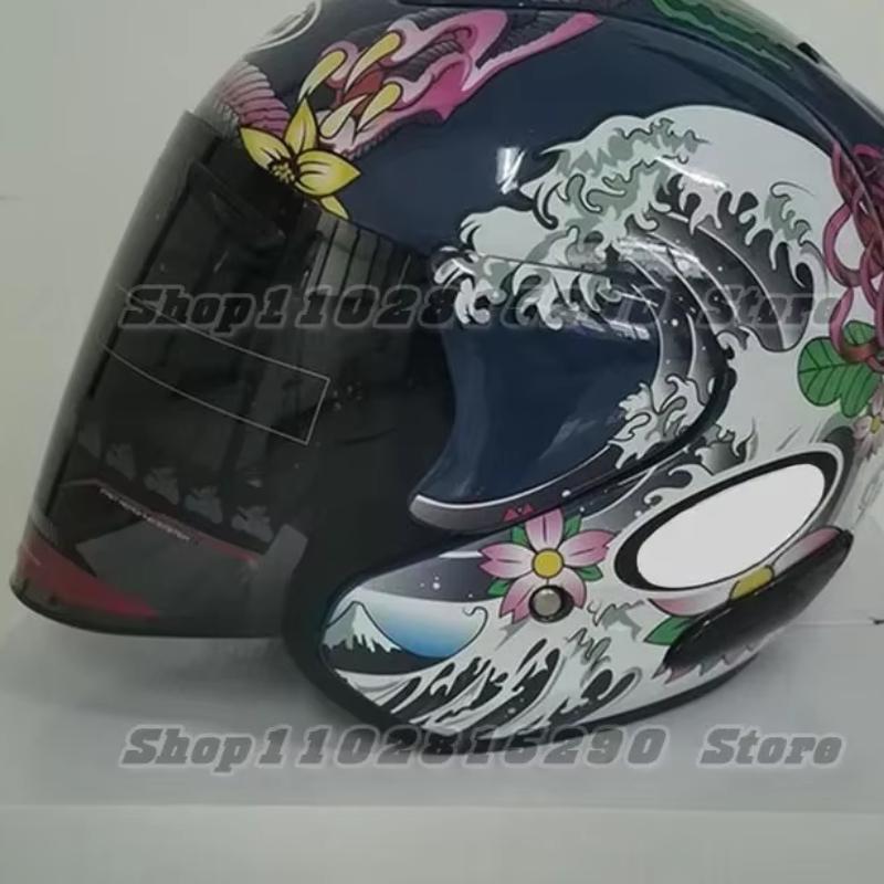 

Ram3 Восточный Дракон Полушлем Мужской и Женский Мотоциклетный Внедорожный Летний Шлем для Скоростного Спуска Горный Кросс Каско Capacete S чёрный