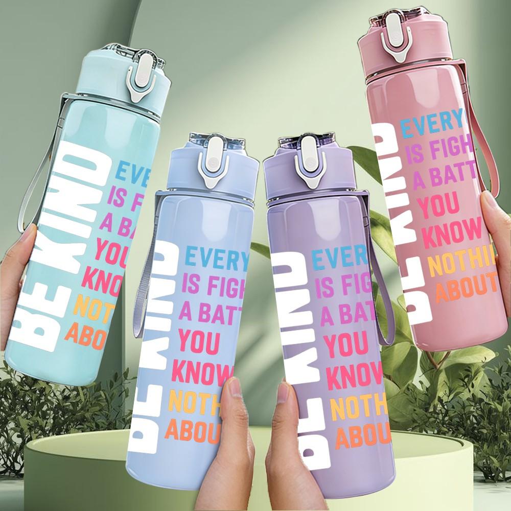 1PC Everyone Is A Little Weird Quote Print 750ml Color Plastic Sports Water Bottle Leakproof Flip Straw Lid Suitable for Sports Office Home Use