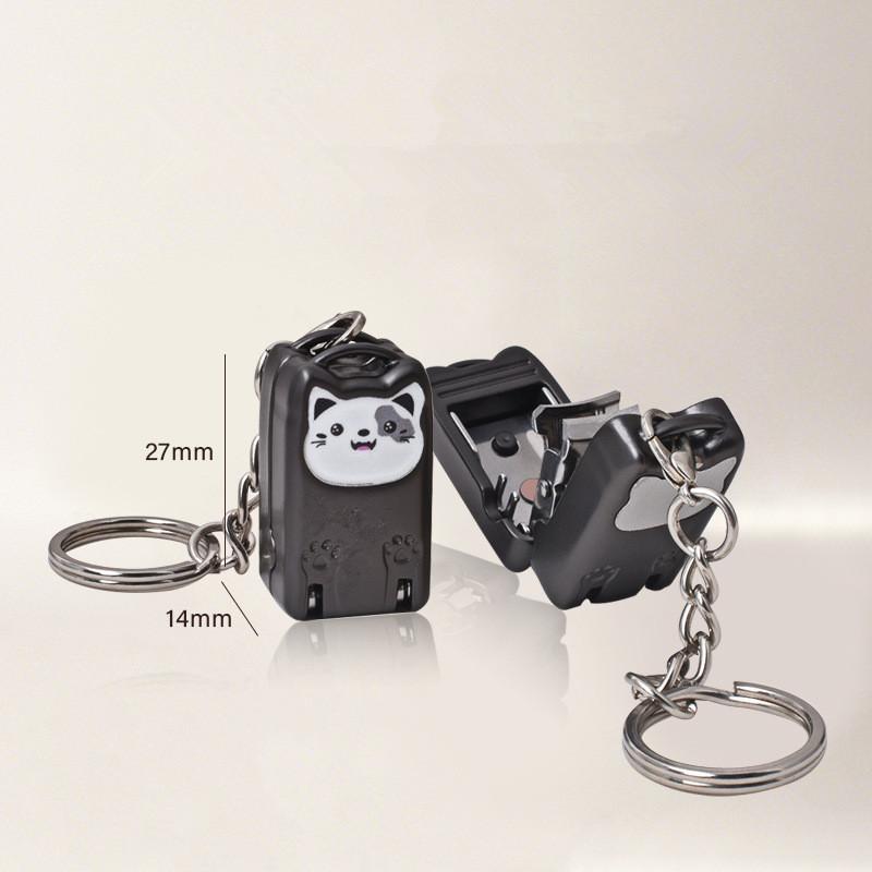 BEPAN 1pcs Exquisite Suitcase Foldable Nail Clipper Stainless Steel Cat Keychain Rotary Toenail & Fingernail Manicure Trimmer