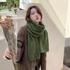 Striped Versatile Solid Color Wool Scarf Women's Japanese-Style Autumn & Winter Thickened Warm Knitted Long Neck Warmer